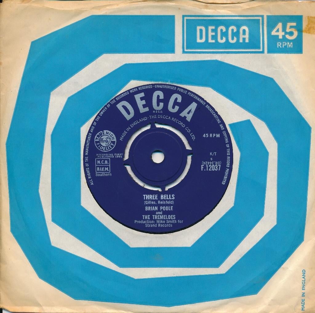 1967 Brian Poole and the Tremeloes - Three bells (1964), Gebruikt, 7 inch, Single, Ophalen of Verzenden
