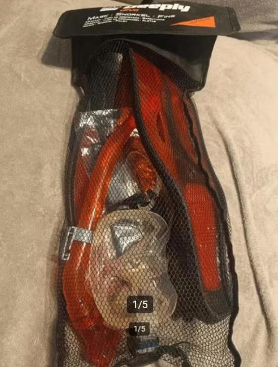 Deeply dive snorkelset maat 30-32 vinnen met masker nieuw, Watersport en Boten, Snorkelen, Snorkelset, Nieuw, Ophalen of Verzenden