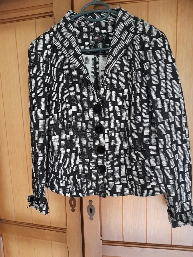 Blazer jasje van Moq maat 42 zwart wit, Verzenden, Zwart, Maat 42/44 (L), Moq
