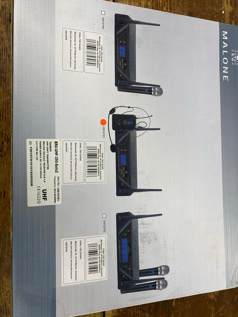 Malone draadloze microfoon set - BR-UHF-50-2D-H-B, Ophalen of Verzenden, Nieuw, Zangmicrofoon, Draadloos