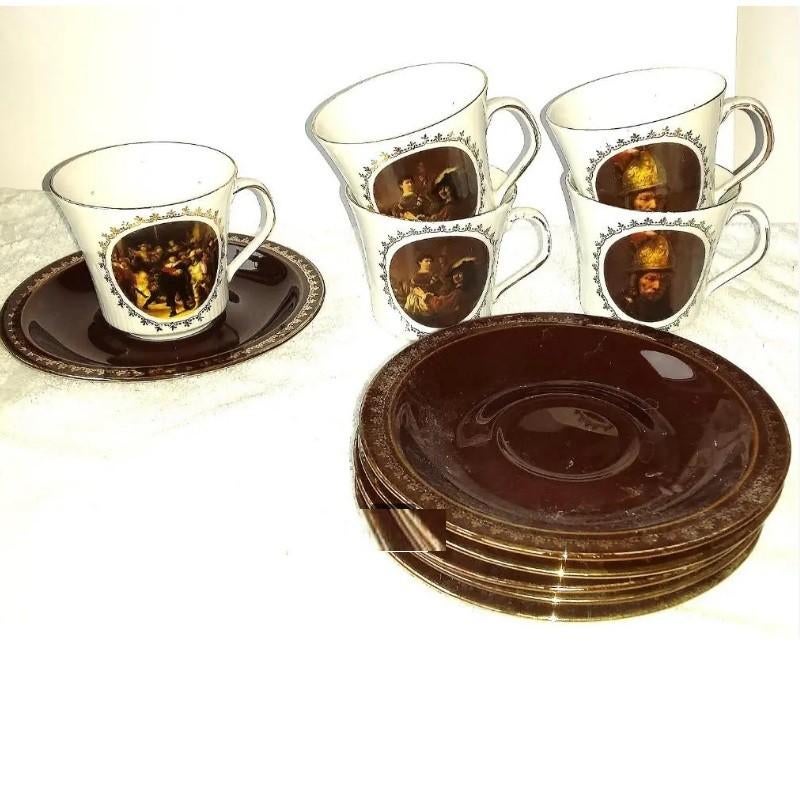 Rembrandt vintage kopjes en schotels retro verzameling, Ophalen of Verzenden