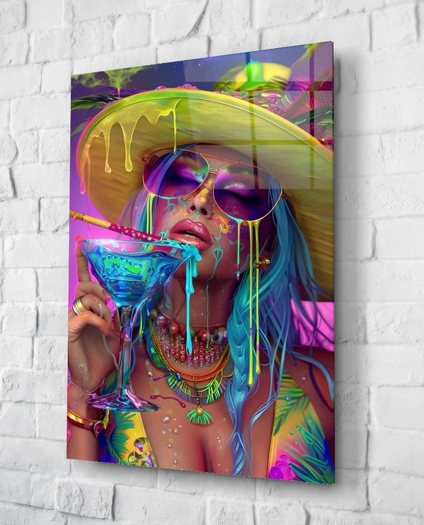 Uniek XXL Glasschilderij | Neon Ibiza Glam - 6 sizes, Verzenden