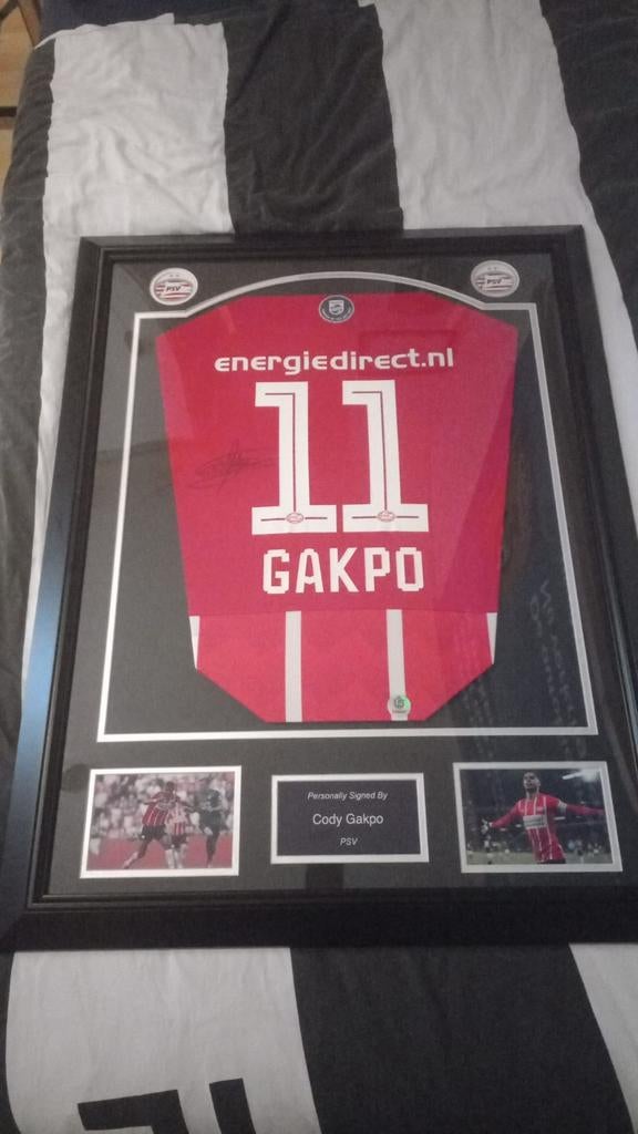 Gesigneerd Cody Gakpo PSV shirt met COA - Ingelijst, Ophalen