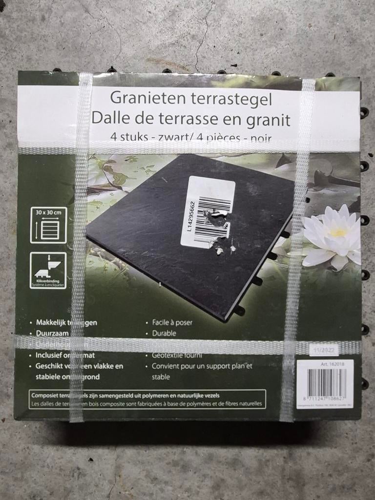 Nieuwe Terrastegels graniet 30x30 cm (4 stuks), Ophalen, Nieuw, Natuursteen, Terrastegels