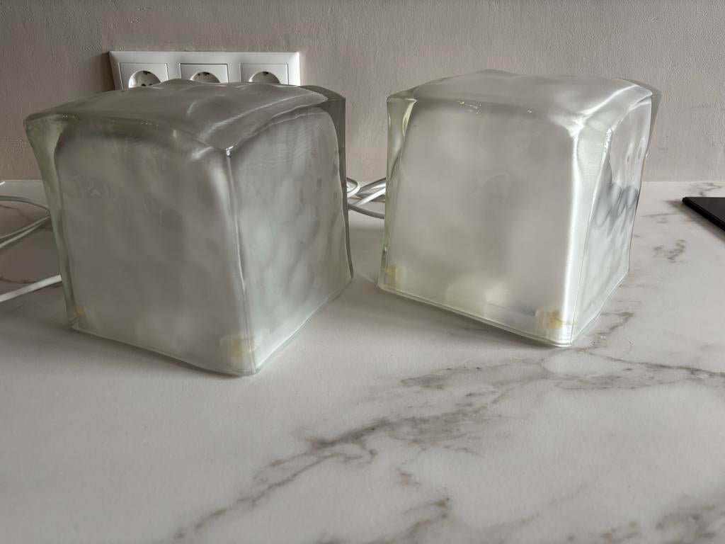 Ikea Ice Cube lamp - Set van 2, Ophalen, Gebruikt, Glas, Minder dan 50 cm