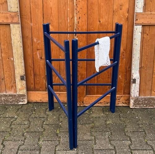 Wasrek hout blauw handdoek rek droog 175 cm breed, Antiek en Kunst, Ophalen of Verzenden