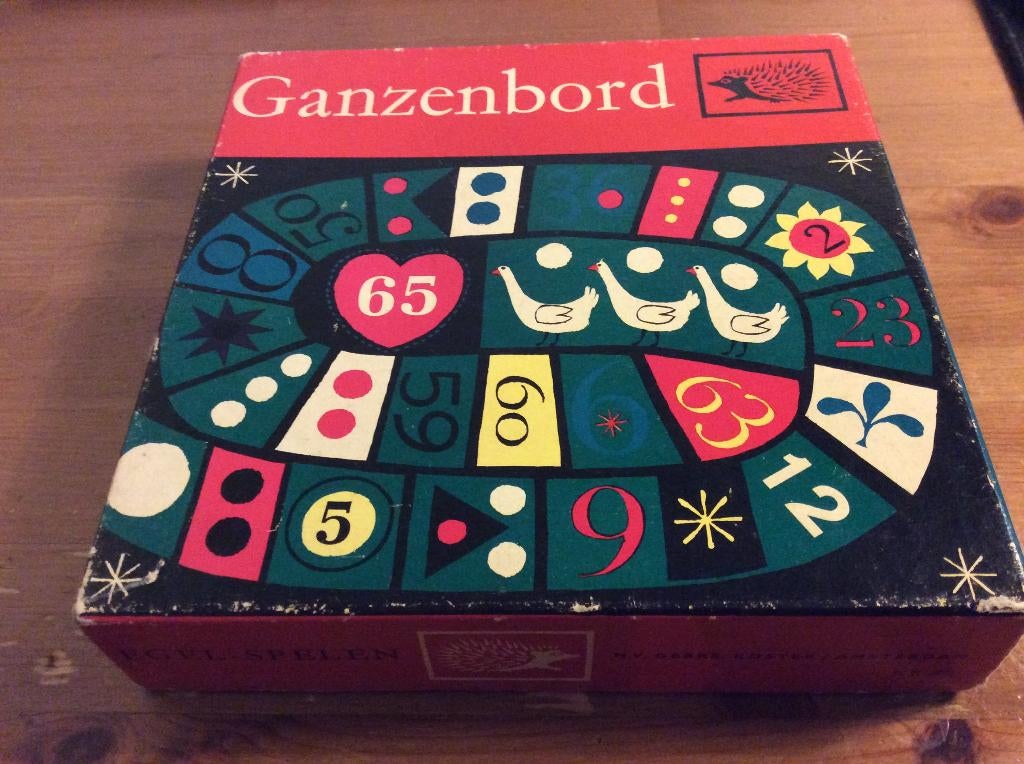 Vintage Ganzenbord, Egel spelen. jaren 50, Vijf spelers of meer, Ophalen of Verzenden, Gebruikt, Egel spelen