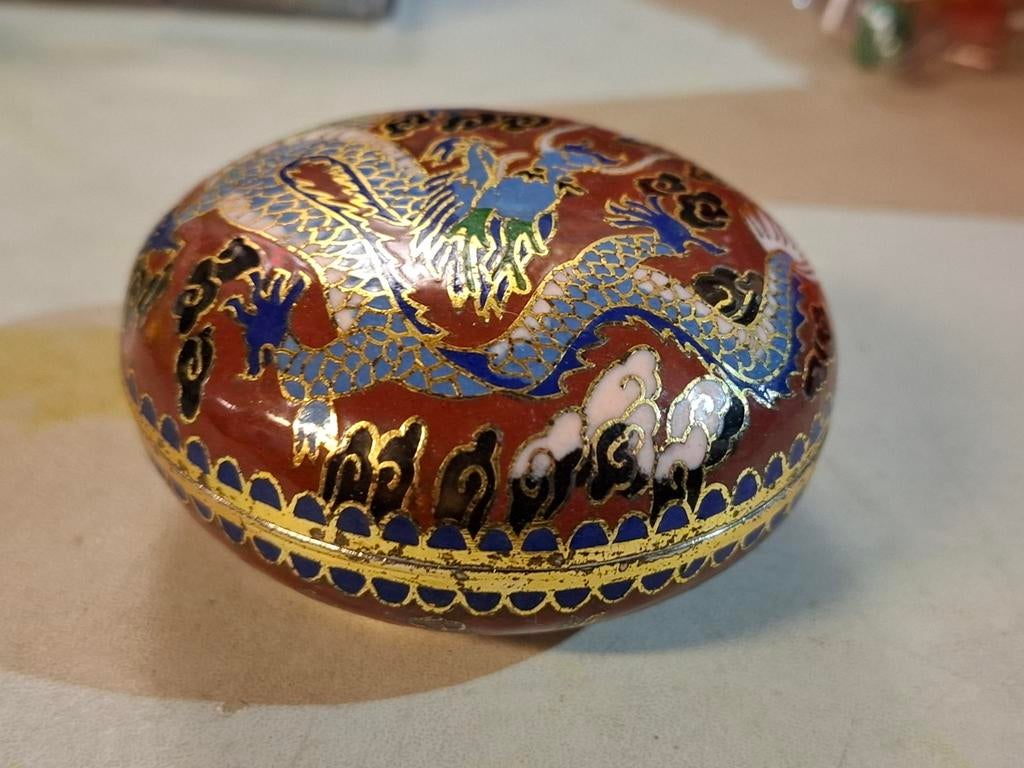 Cloisonné doosje met drakenmotief, Ophalen of Verzenden