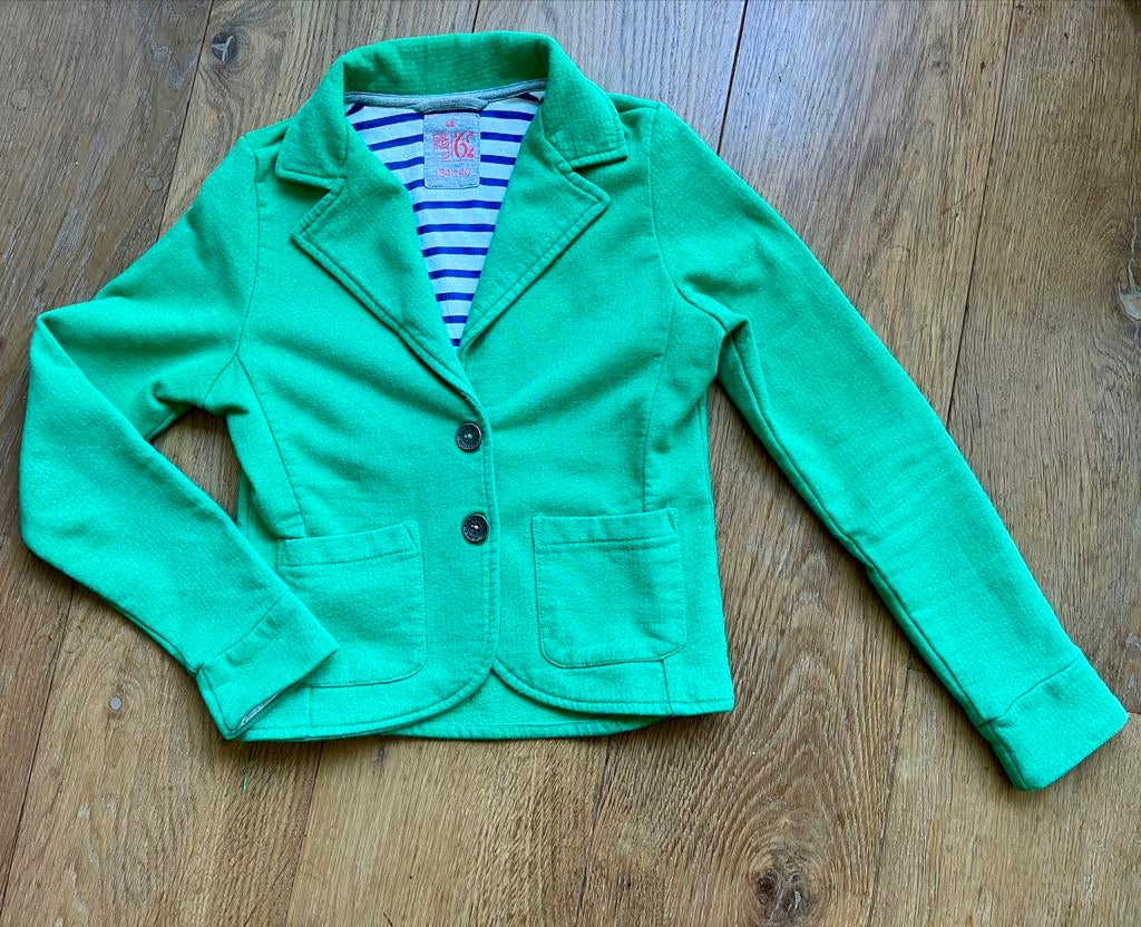 WE blazer / jasje voor meisjes groen met glitter - 134/140, Kinderen en Baby's, Ophalen of Verzenden, Zo goed als nieuw, Meisje