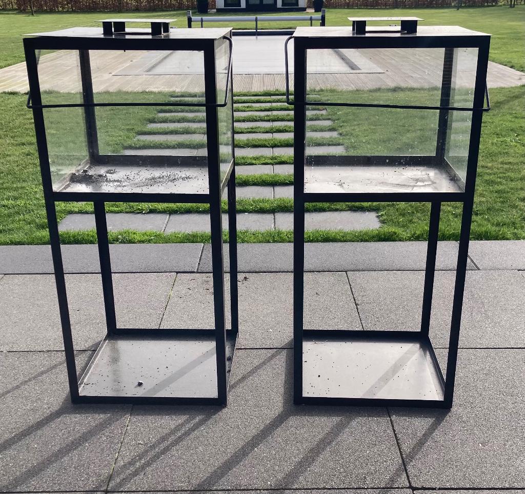 2x Lantaarn / Windlicht 38x38x84, Huis en Inrichting, Ophalen, Gebruikt