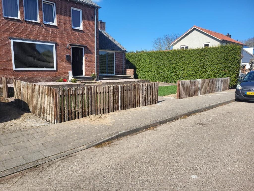 Tuinhek , weideafscheiding hardhout, stalroosters Azobe hout, Ophalen, Gebruikt, Hout, Tuinhek