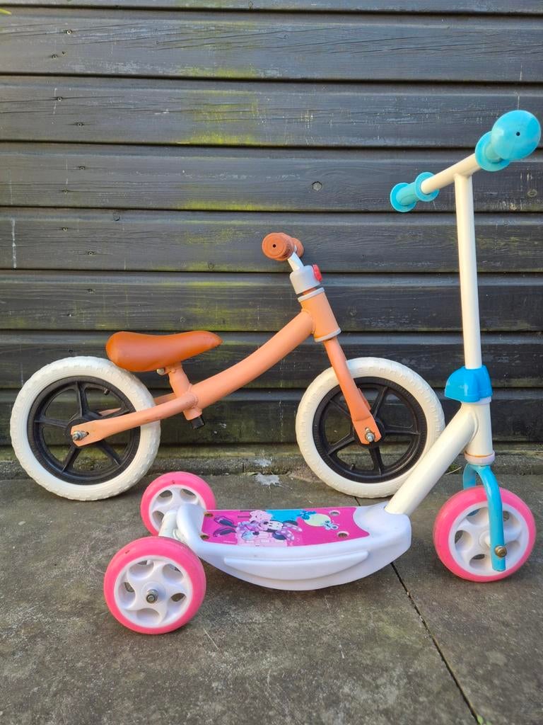 Kinderloop fietsje en step, Kinderen en Baby's, Speelgoed | Buiten | Voertuigen en Loopfietsen, Ophalen, Gebruikt, Loopfiets