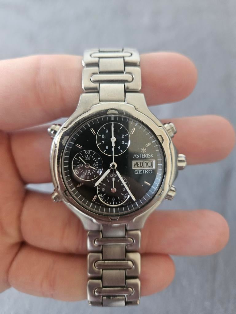 Seiko- Asteriks Chronograph- Man, Ophalen of Verzenden, Zo goed als nieuw, Staal, Seiko