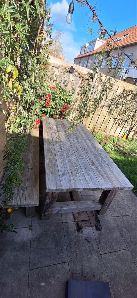 Massief houten tuintafel 2m x 1m, Tuin en Terras, Tuintafels, Gebruikt, Rechthoekig, Hout, Ophalen