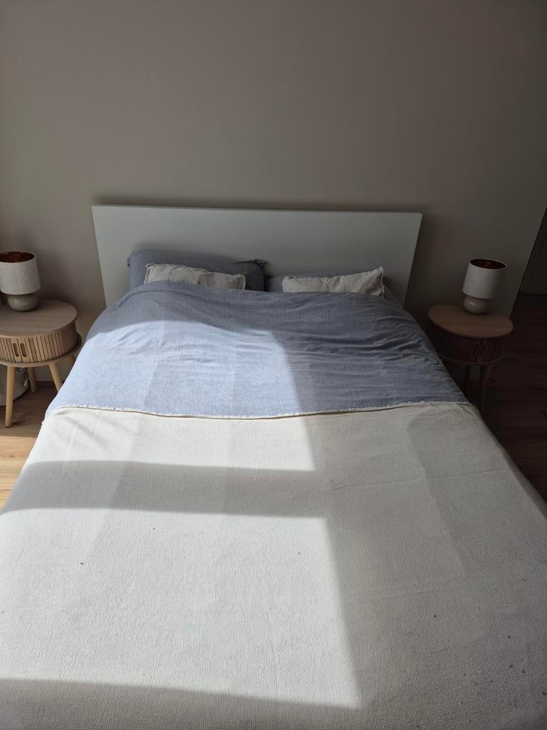 Ikea Malm bed 140x200, Gebruikt, Wit, Tweepersoons, 200 cm