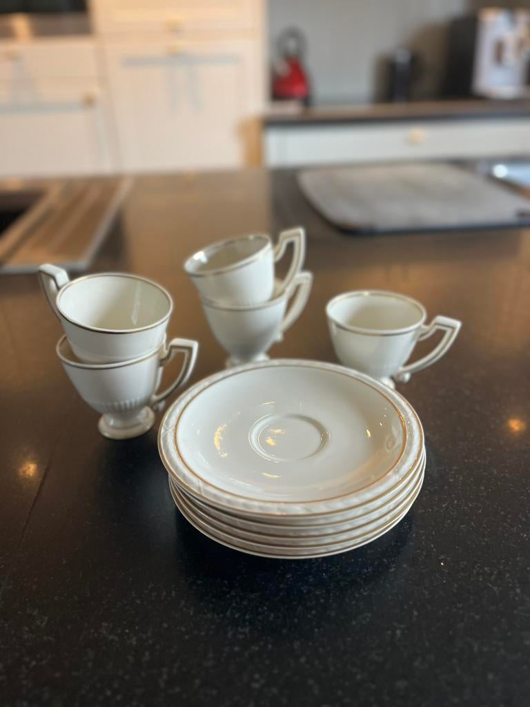 5 mokka kopjes als nieuw Petrus Regout Maastricht, Ophalen of Verzenden