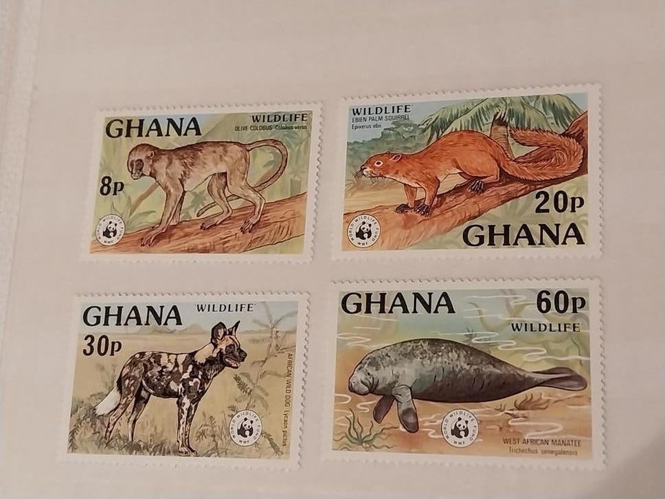 Wwf Ghana 702-705dieren 1977 postfris. Mi 40 eu, Ophalen of Verzenden, Dier of Natuur