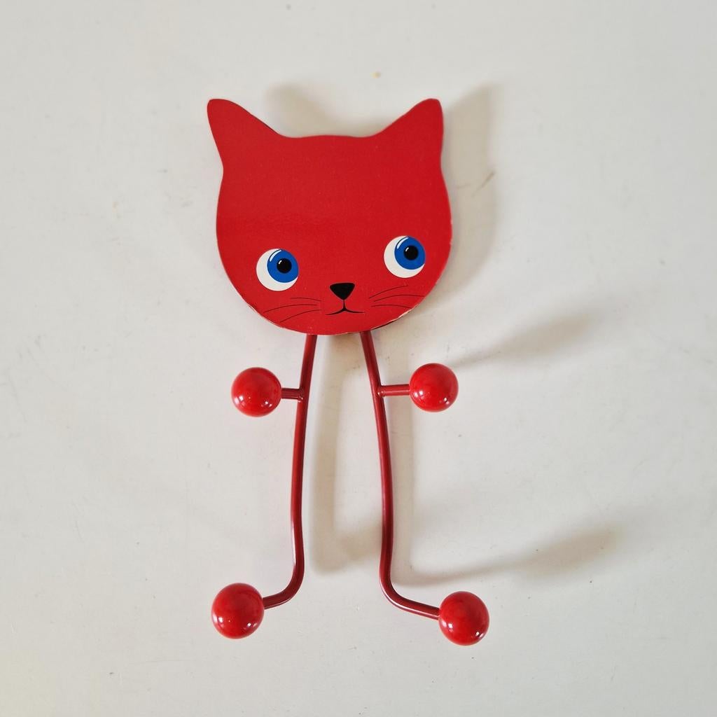 Vintage metalen kapstok poes kapstokje bolletjes kapstok, Verzamelen, Retro, Ophalen of Verzenden, Huis en Inrichting