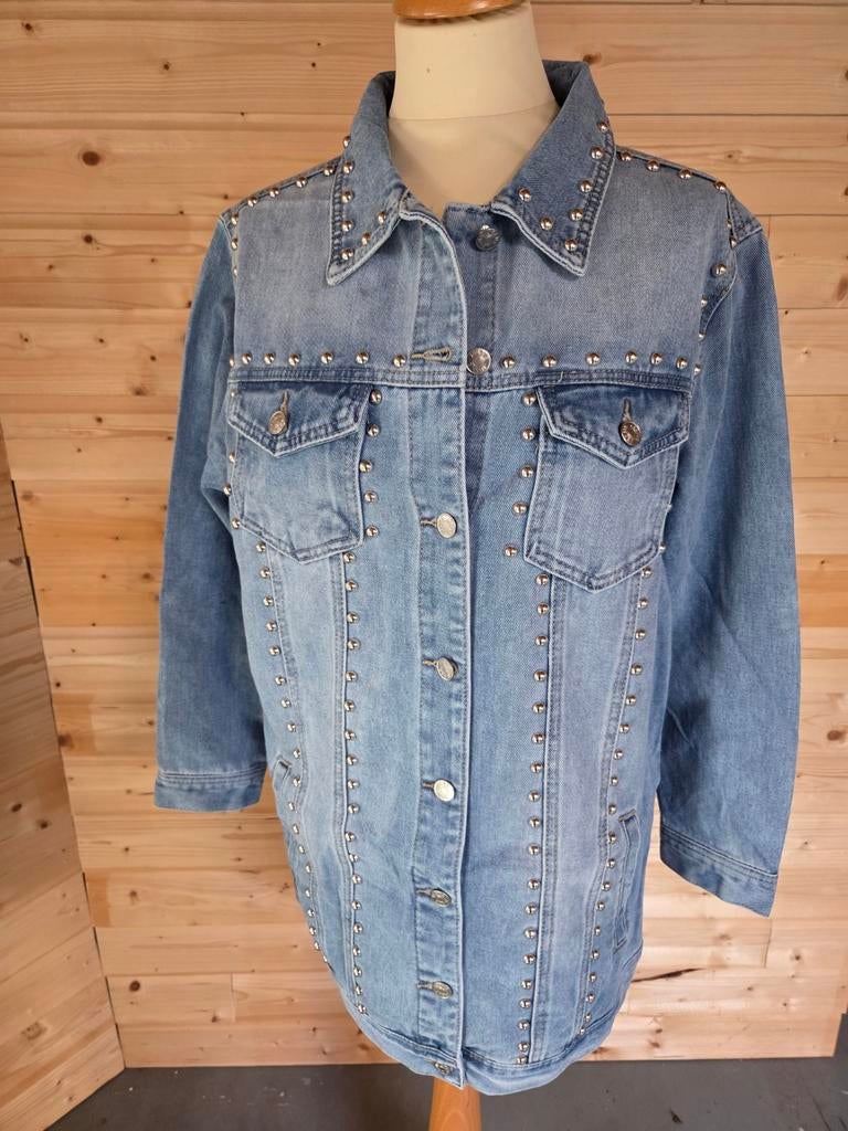 Super gaaf spijkerjasje met studs, Kleding | Dames, Blauw, Maat 42/44 (L), Nieuw, Ophalen of Verzenden