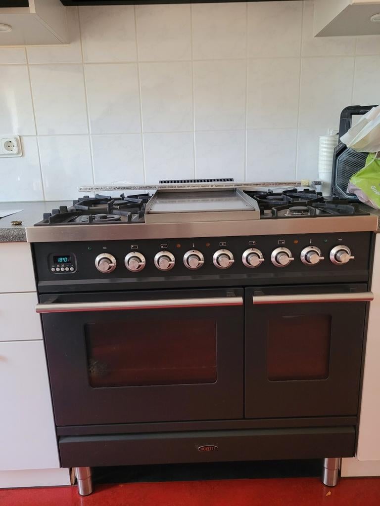 Boretti Gasfornuis met Grill, 4 Pitten en 2 Ovens, Ophalen, Gebruikt, Warmhoudplaat, 60 cm of meer