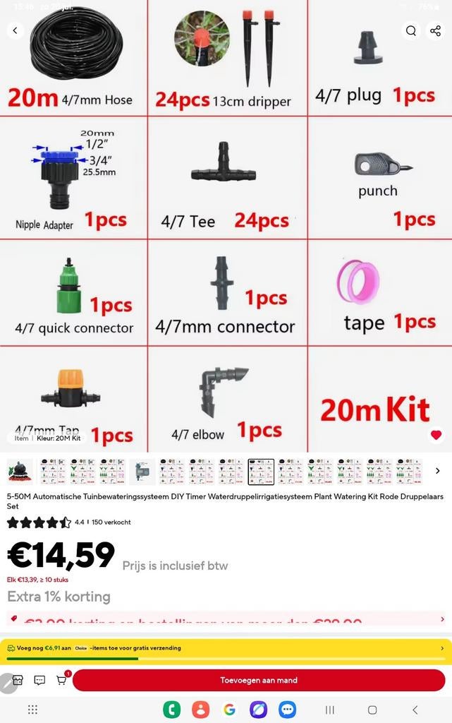 Irrigatie druppel systeem, Tuin en Terras, Druppelsystemen, Ophalen of Verzenden