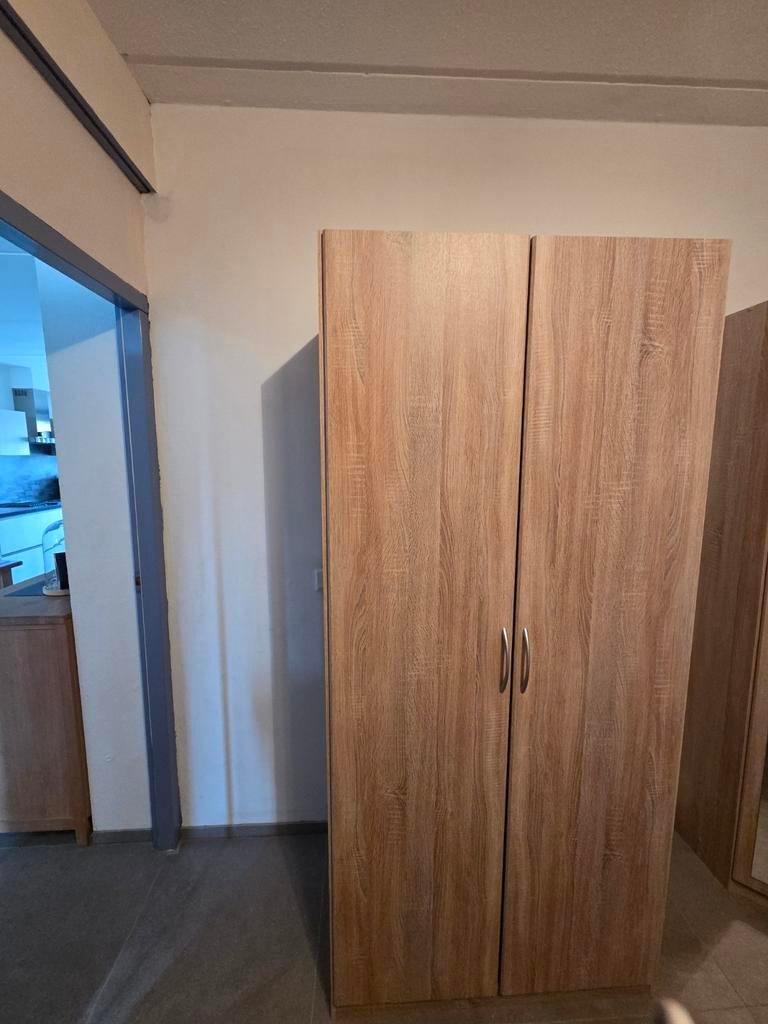 2 deurs grijs eiken hang-legkast, Ophalen, Zo goed als nieuw, 50 tot 75 cm, 150 tot 200 cm