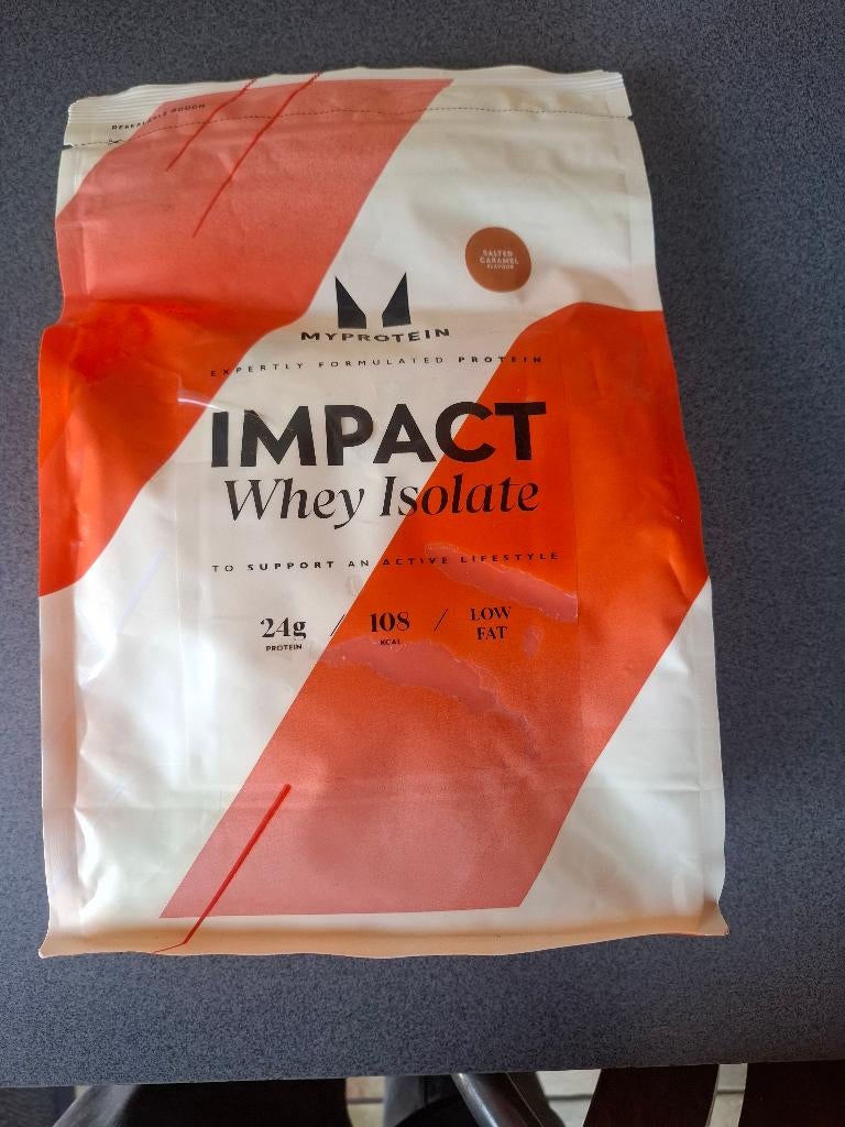 Myprotein Impact Whey Isolate Salted Caramel 1 kg, Ophalen of Verzenden, Nieuw, Poeder of Drank