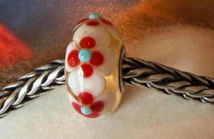 Unieke Trollbeads glaskraal met bloemen, Glas of Kristal, Nieuw, Ophalen of Verzenden, Trollbeads