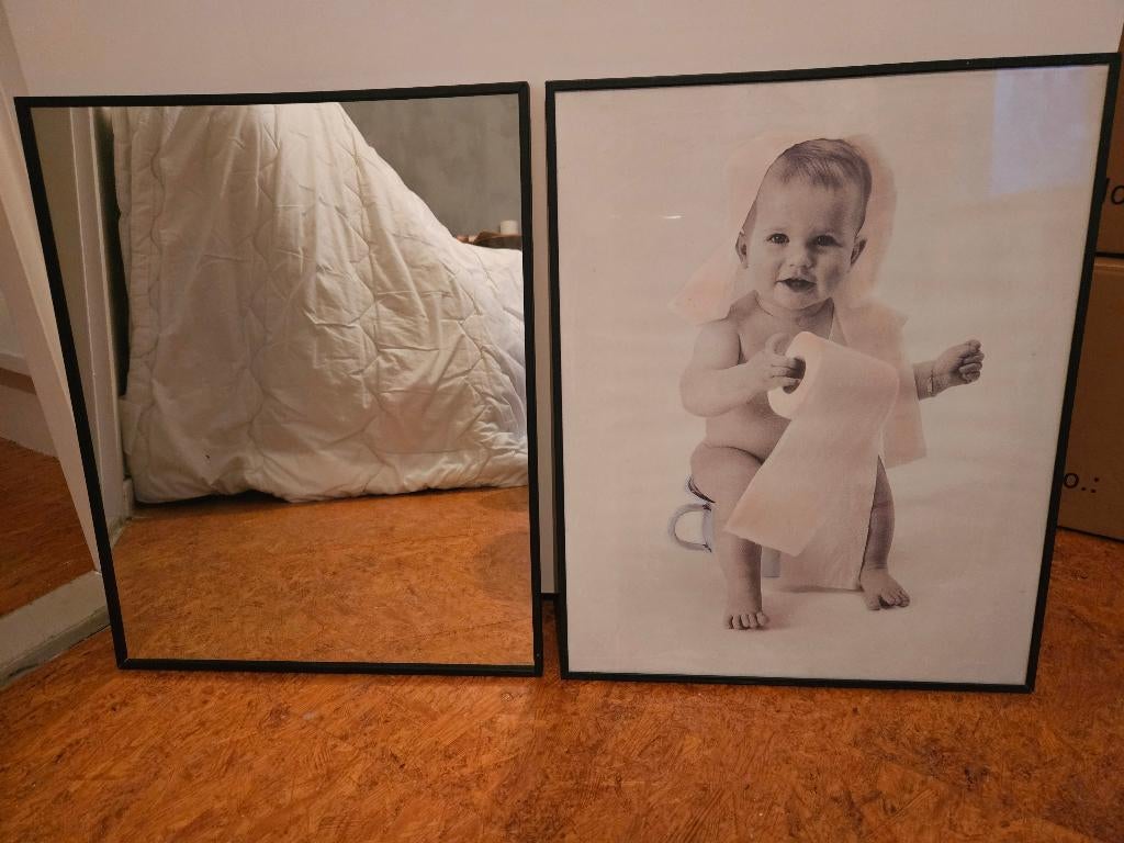 Te koop schilderij / poster / spiegel, Huis en Inrichting, Woonaccessoires | Spiegels, Ophalen of Verzenden, Rechthoekig, 50 tot 75 cm