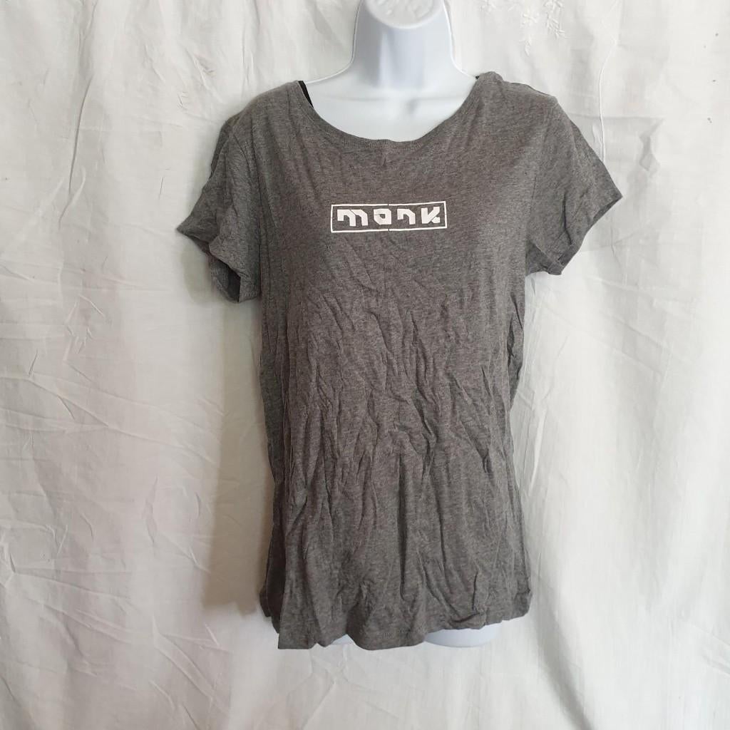 Leuk grijs dames t-shirt. Monk. Mt L, ., Maat 42/44 (L), Ophalen of Verzenden, Zo goed als nieuw