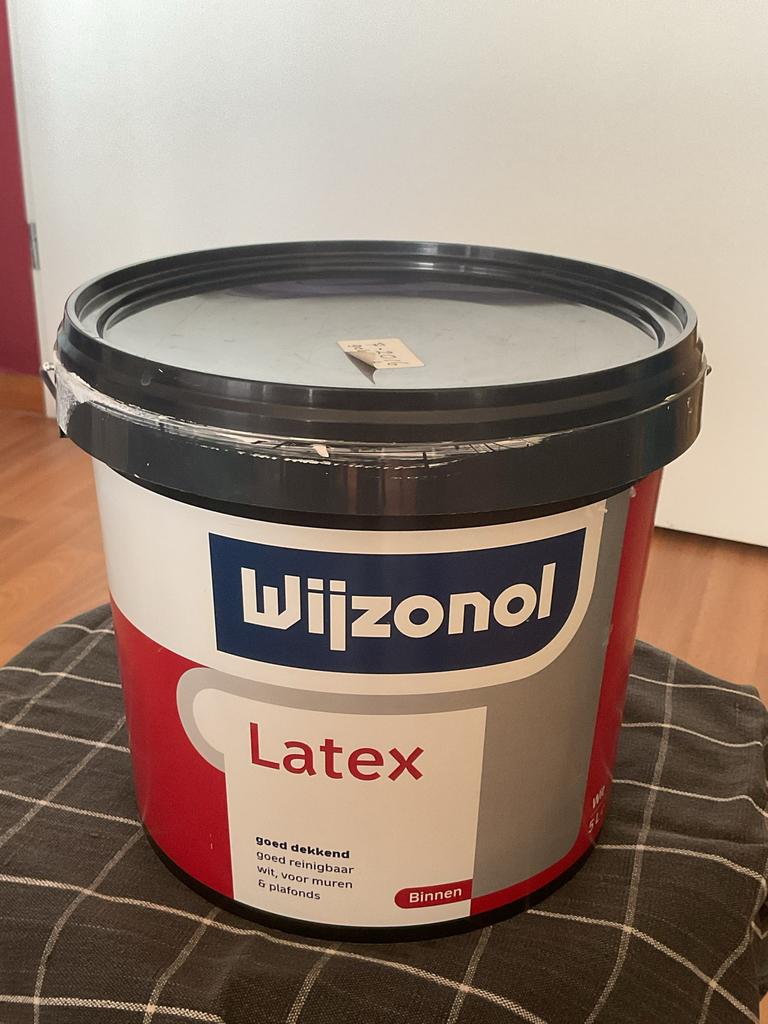 Restant Wijzonol latex verf voor binnen, ca 2,5 liter, Gebruikt, Wit, Ophalen of Verzenden, Verf