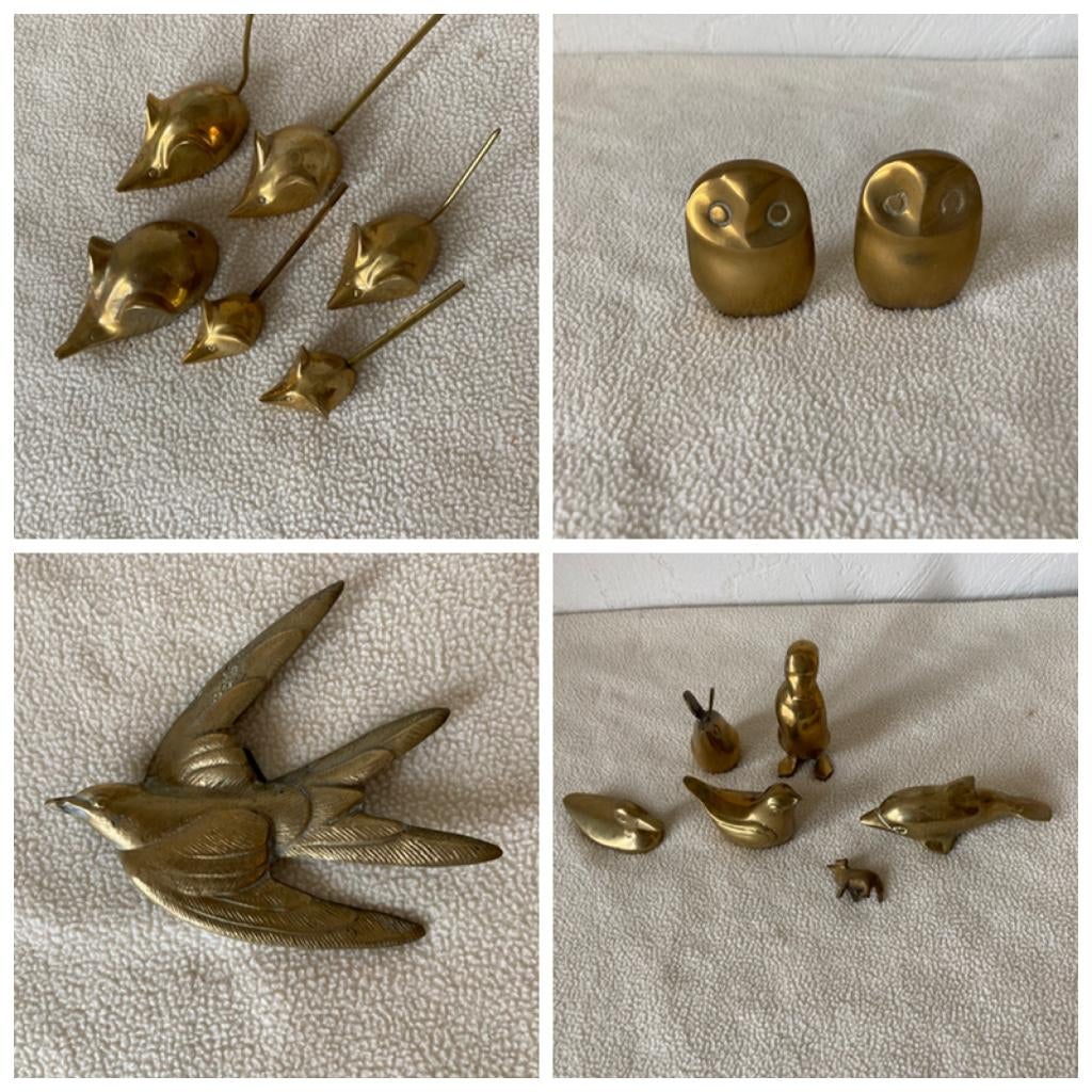 koperen figuren muisjes uiltjes zwaluw vogels varia vogel, Antiek en Kunst, Antiek | Koper en Brons, Ophalen of Verzenden, Koper