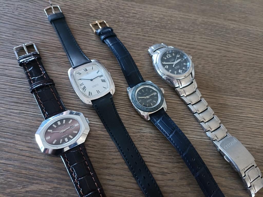 4x Vintage Heren Horloges Eco Drive & Opwinders Citizen Enzo, Sieraden, Tassen en Uiterlijk, Horloges | Heren, Gebruikt, Polshorloge