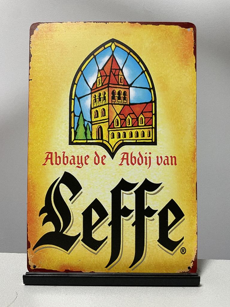 Leffe bier metalen reclamebord (Old Look), Ophalen of Verzenden, Nieuw, Reclamebord, Plaat of Schild, Overige merken