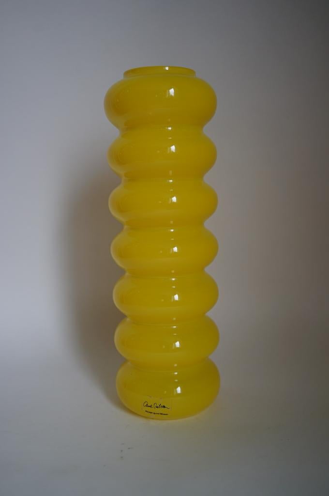 vintage Anne Nilson Ikea Solstrale glas bubbel vaas geel, Gebruikt, Geel, Ophalen of Verzenden, Glas