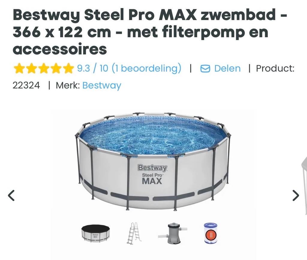 Bestway Steel Pro MAX zwembad 366 x 122 cm, 120 cm of meer, Gebruikt, Rond, 300 cm of meer