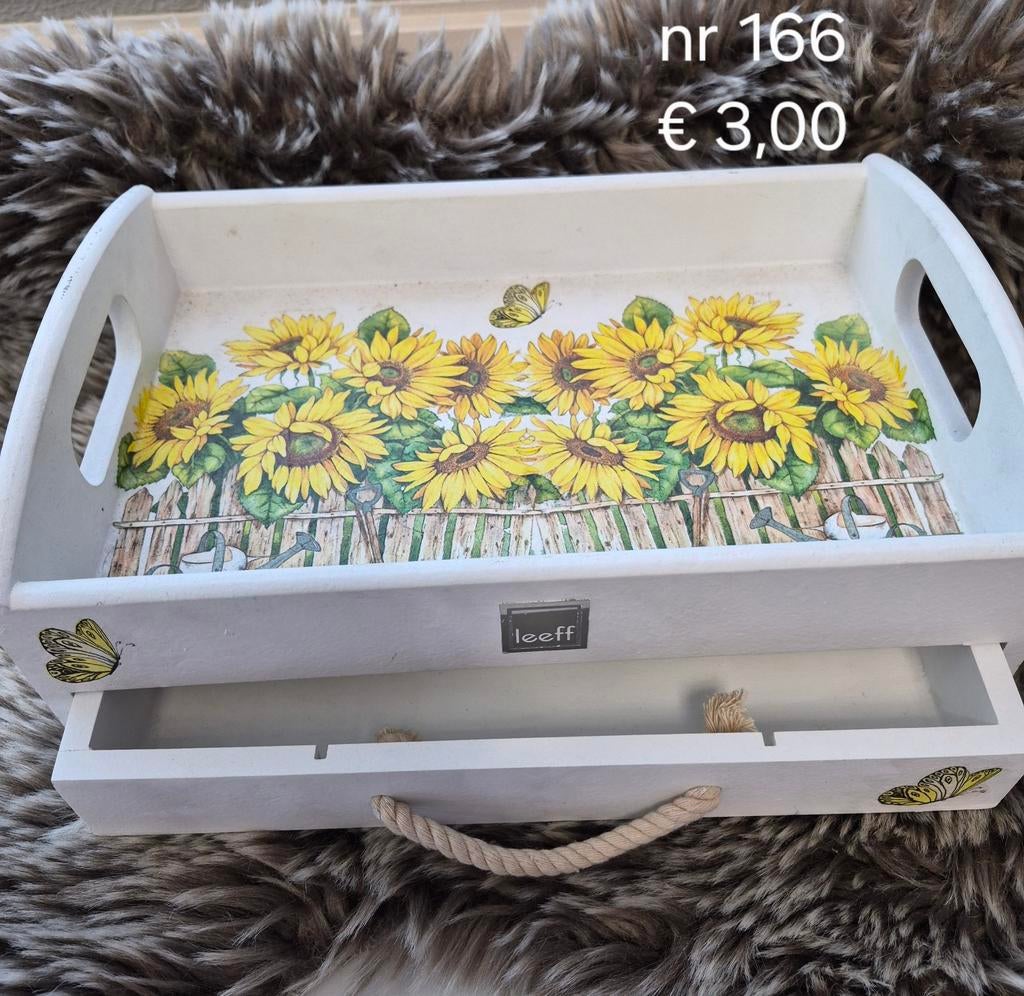 n 166  Klein dienblad met lade - Zonnebloem design, Huis en Inrichting, Woonaccessoires | Dienbladen, Ophalen of Verzenden, Gebruikt