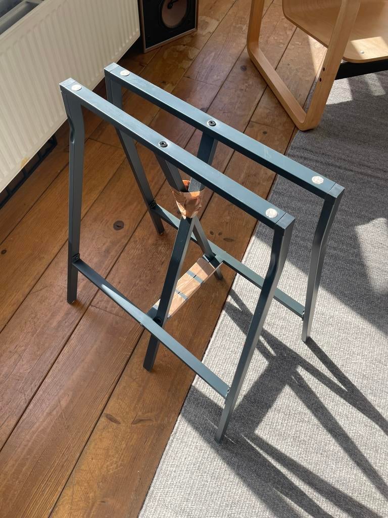 Ikea Schragen Metaal Antraciet, Ophalen, Tafelpoot, Gebruikt, Metaal