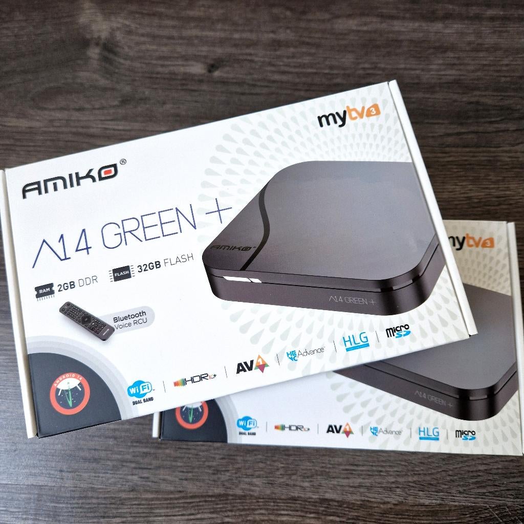 Amiko A14 Green + Plus Android | IPTV Kastje | Box 2026 NEW, Audio, Tv en Foto, Mediaspelers, Ophalen of Verzenden, Nieuw, USB 2