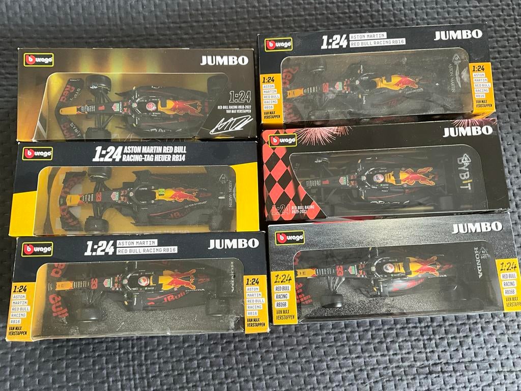6x Bburago Red Bull Racing F1 schaalmodellen 1:24 Max Versta, Hobby en Vrije tijd, Modelauto's | 1:24, Nieuw, Auto, Overige merken