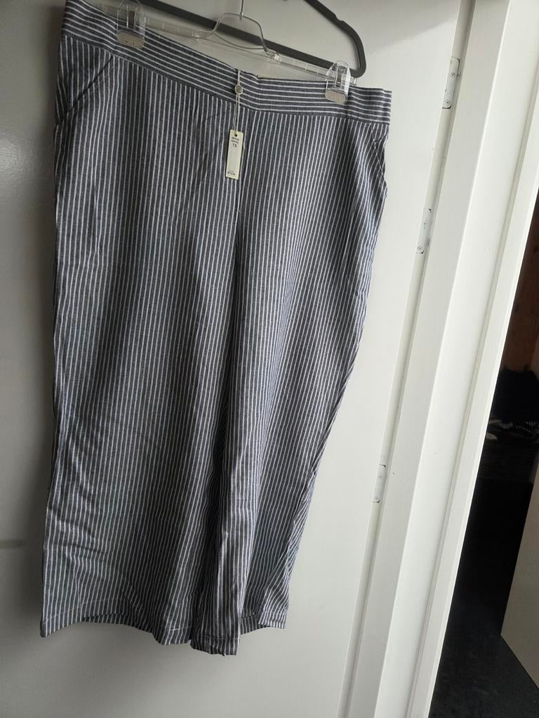 Max Studio nieuwe linnen broek mt 48 blauw wit streep, Ophalen of Verzenden