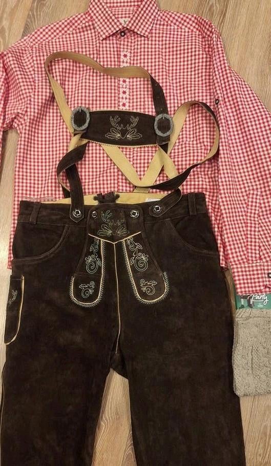 Lederhose 50 overhemd kousen oktoberfeest, Ophalen, Zo goed als nieuw, Maat 48/50 (M), Overige thema's