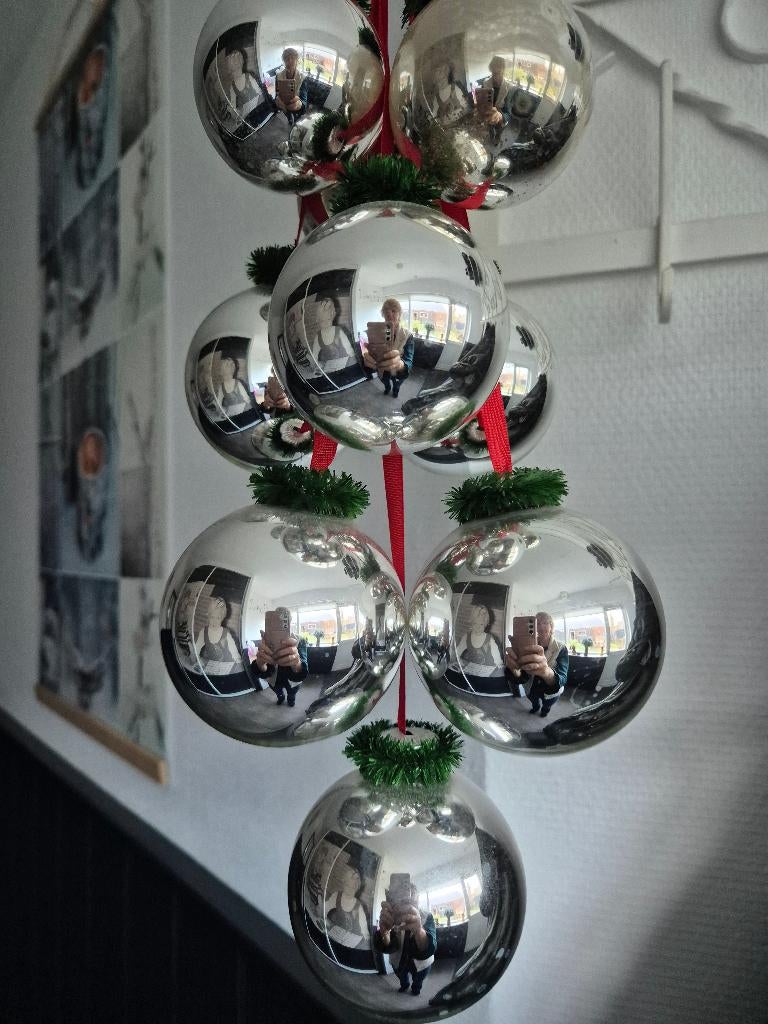 Vintage kerstballen tros zilver, *, Gebruikt, *, Ophalen of Verzenden