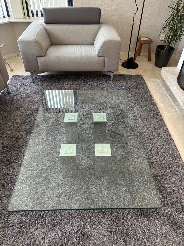 Van Beek Glazen Salontafel - 130x90x30cm, Gebruikt, 100 tot 150 cm, Glas, Minder dan 50 cm