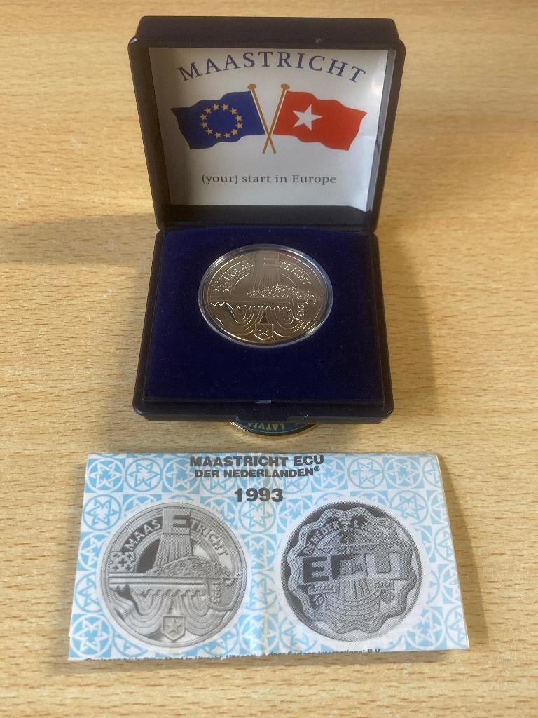 Penning Ecu Maastricht, Postzegels en Munten, Ophalen of Verzenden, Overige materialen, Nederland