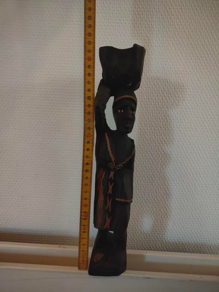 Vintage houten beeldje Afrikaanse figuur, handgesneden, Ophalen