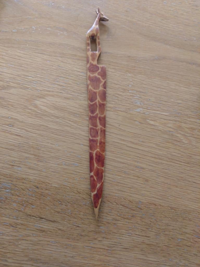 Houten boekenlegger met girafmotief, Antiek en Kunst, Ophalen of Verzenden