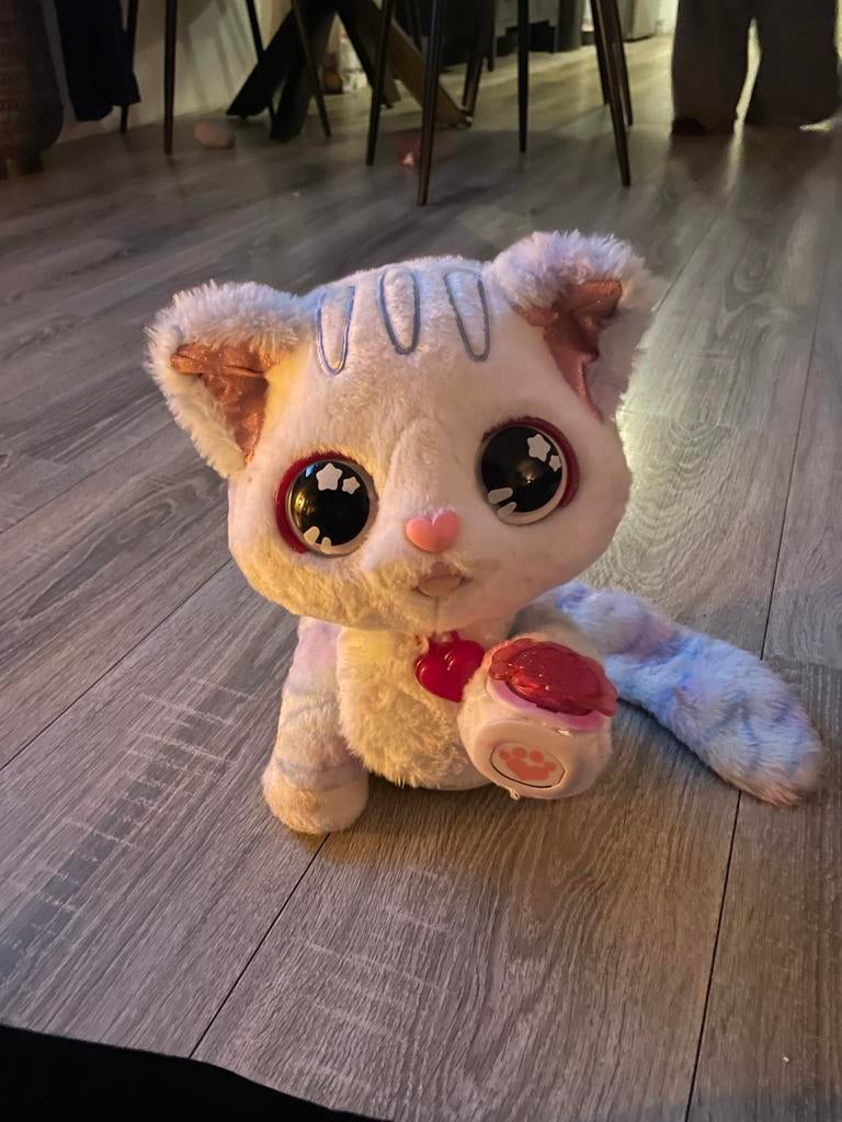 Knuffel kat met geluid en stempel, Kinderen en Baby's, Speelgoed | Knuffels en Pluche, Ophalen of Verzenden, Gebruikt, Poes
