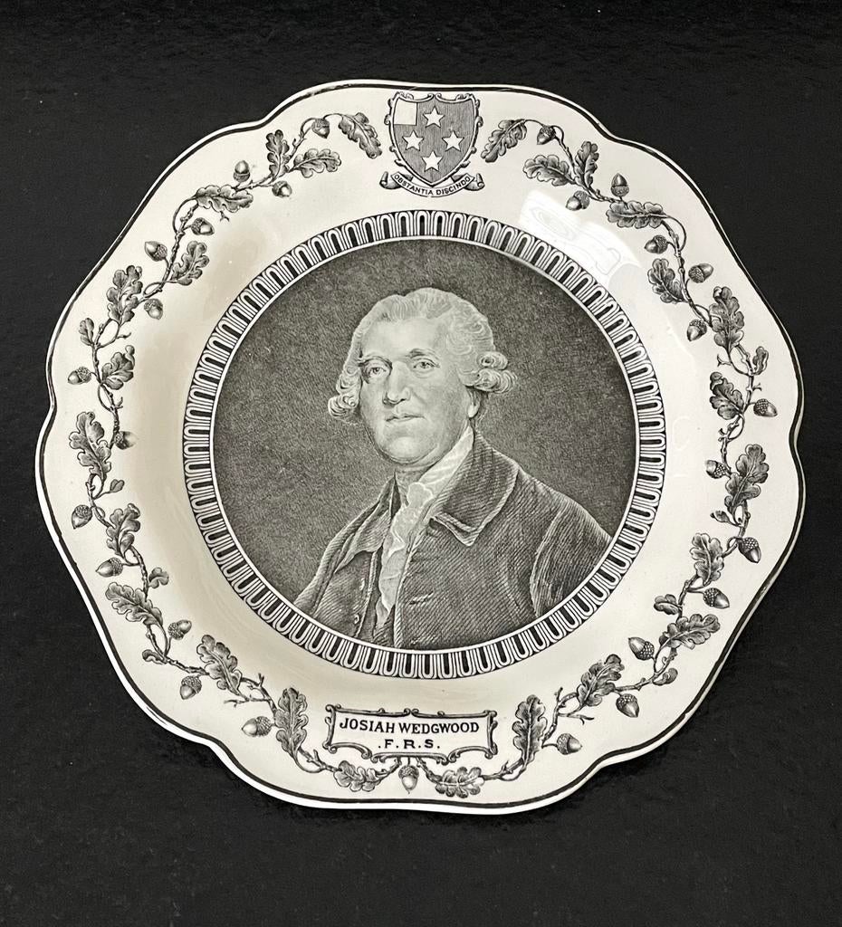 Wedgwood Josiah Herdenkings-Bord Verzamelaar Ø23 Zwart Wit, Antiek en Kunst, Ophalen