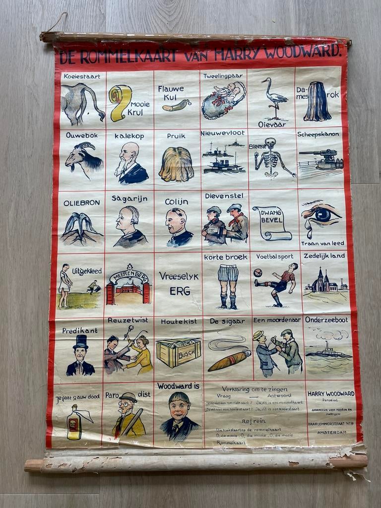 De Rommelkaart van Harry Woodward, Antiek en Kunst, Antiek | Schoolplaten, Ophalen of Verzenden, Overige thema's